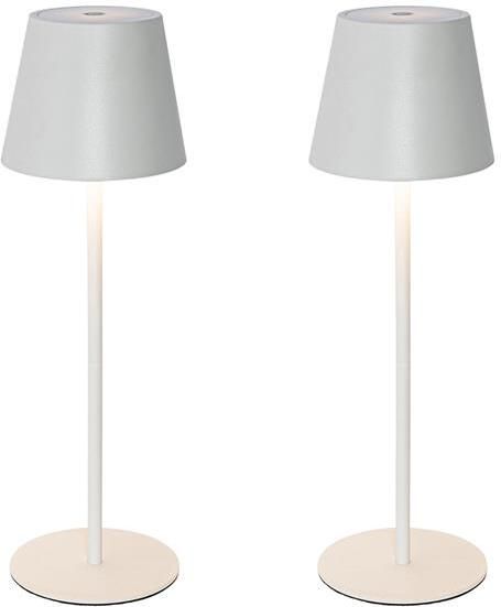 QAZQA Set van 2 tafellampen wit met dimmer en oplaadbaar Murdock