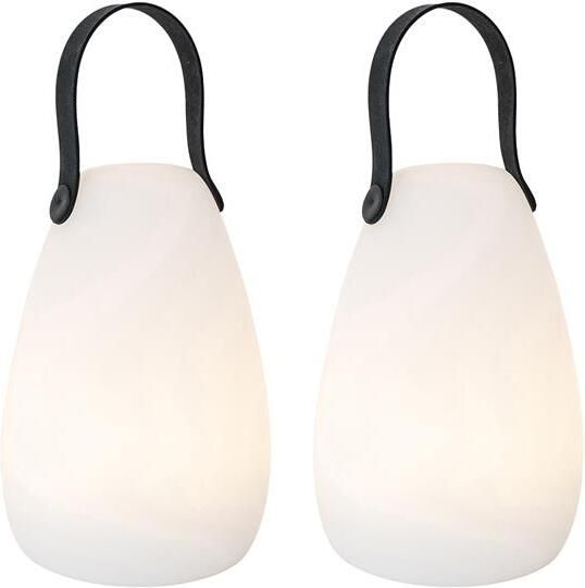 QAZQA Set van 2 tafellampen wit RGBW oplaadbaar IP54 Pion