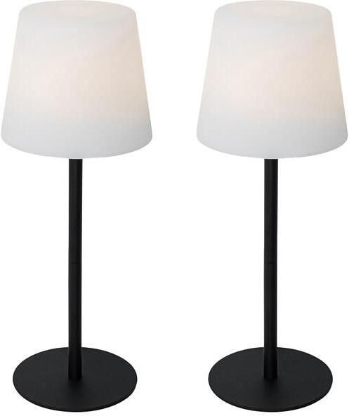 QAZQA Set van 2 tafellampen zwart oplaadbaar 40 cm IP54 Jude