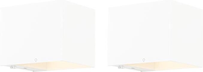 QAZQA Set van 2 wandlampen wit met dimmer oplaadbaar Joris