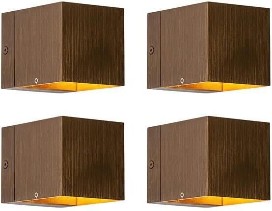 QAZQA Set van 4 smart wandlamp donkerbrons 8 cm incl. Wifi G9
