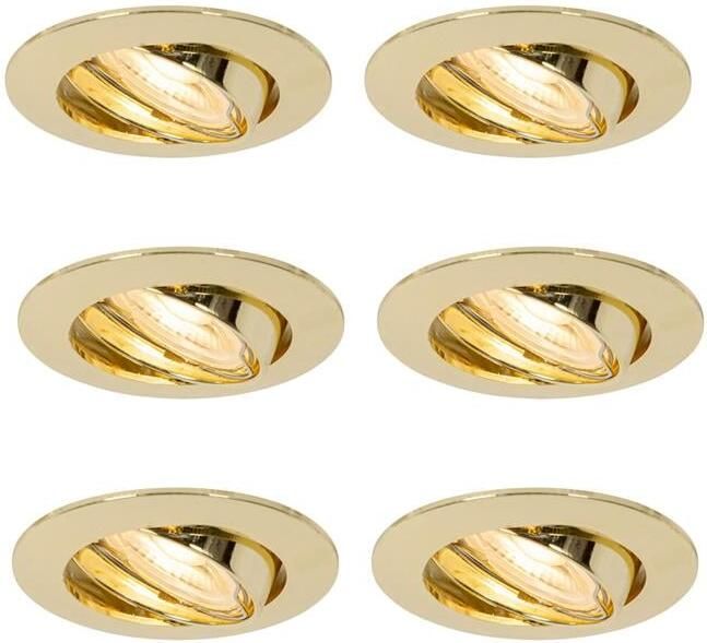 QAZQA Set van 6 inbouwspots messing GU10 35mm Edu