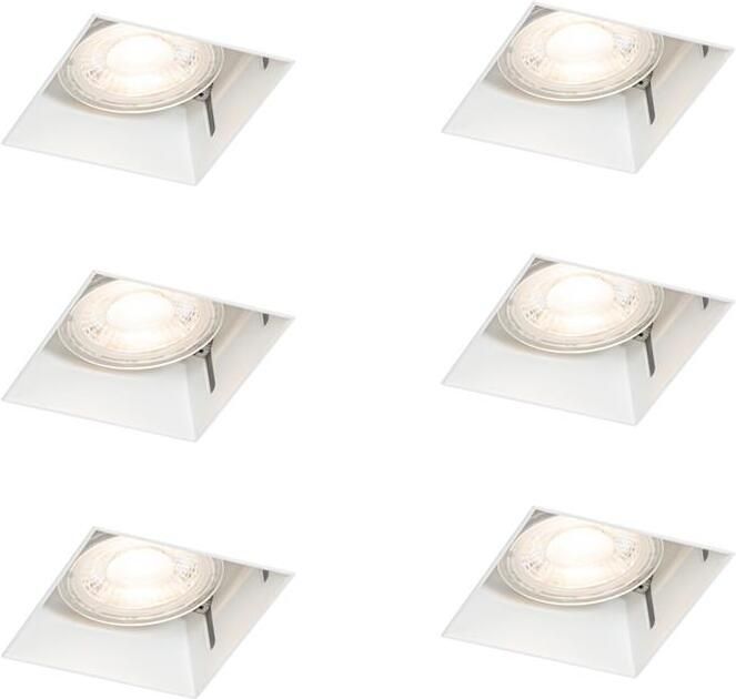 QAZQA Set van 6 inbouwspots wit GU10 50mm trimless Oneon