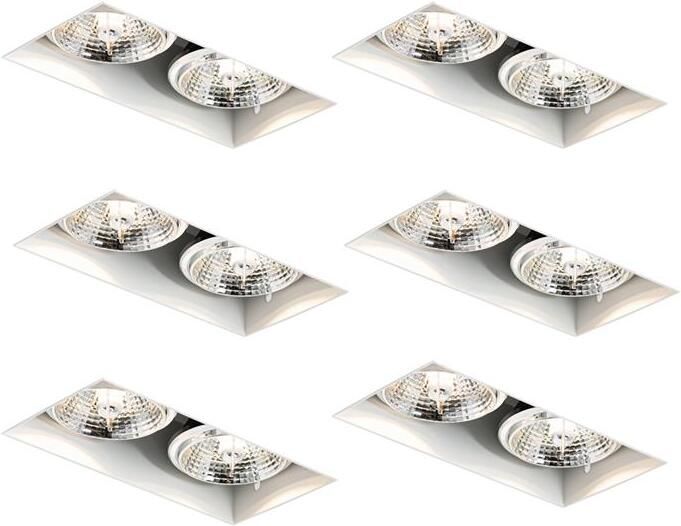 QAZQA Set van 6 inbouwspots wit GU10 70mm 2-lichts trimless Oneon