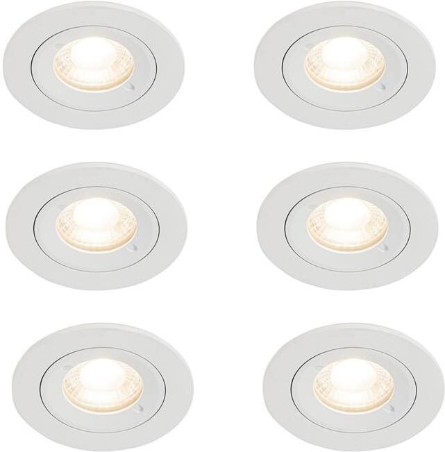 QAZQA Set van 6 inbouwspots wit rond GU10 50mm IP44 Xena