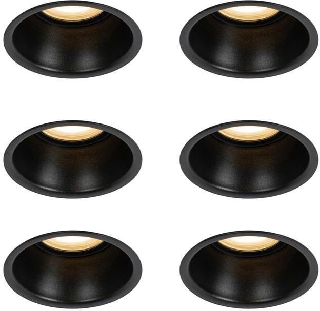 QAZQA Set van 6 inbouwspots zwart GU10 50mm IP44 Dept