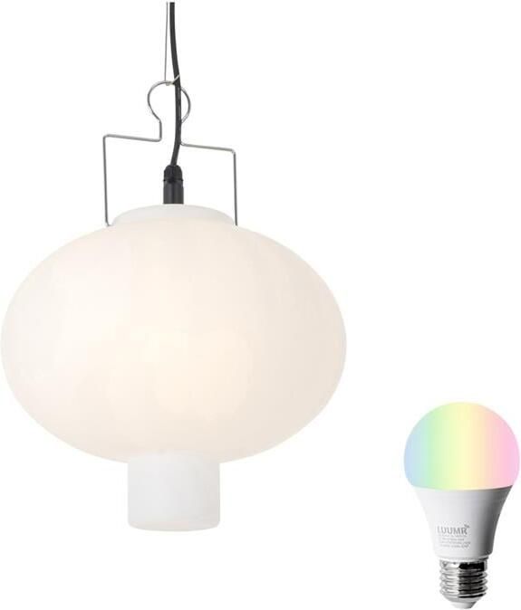 QAZQA Smart buiten hanglamp wit 35cm incl. Wifi A60 Pion