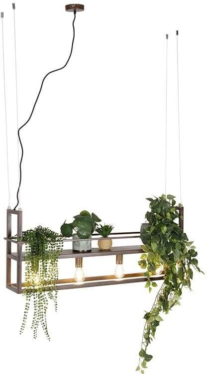 QAZQA Smart hanglamp roestbruin met rek incl. 4 Wifi A60 Cage Rack