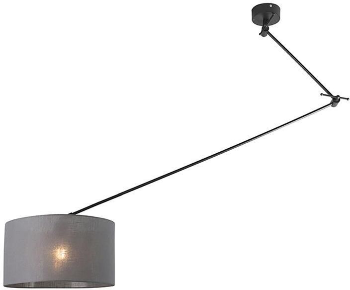 QAZQA Smart hanglamp zwart met kap donkergrijs 35 cm incl. Wifi A60