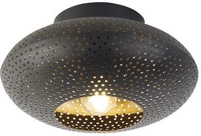 QAZQA Smart plafondlamp zwart met goud 25 cm incl. Wifi P45