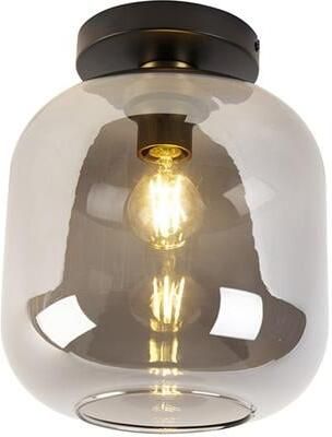 QAZQA Smart plafondlamp zwart met goud en smoke glas incl. Wifi A60