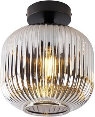 QAZQA Smart plafondlamp zwart met smoke glas incl. Wifi A60 Karel