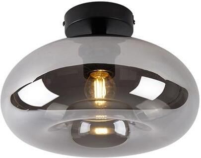 QAZQA Smart plafondlamp zwart met smoke glas incl. Wifi P45 Busa