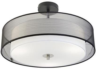 QAZQA Smart plafondlamp zwart met wit 50 cm incl. 3 Wifi A60 Drum