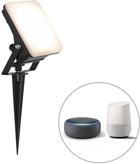QAZQA Smart straler zwart 12 8 cm incl. LED IP65 met grondpin Ruud
