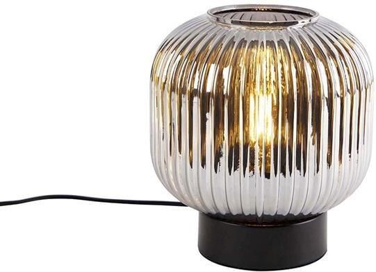 QAZQA Smart tafellamp zwart met smoke glas incl. Wifi A60 Karel