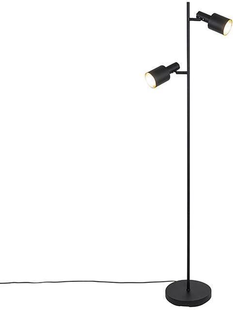 QAZQA Smart vloerlamp zwart incl. 2 Wifi A60 Stijn