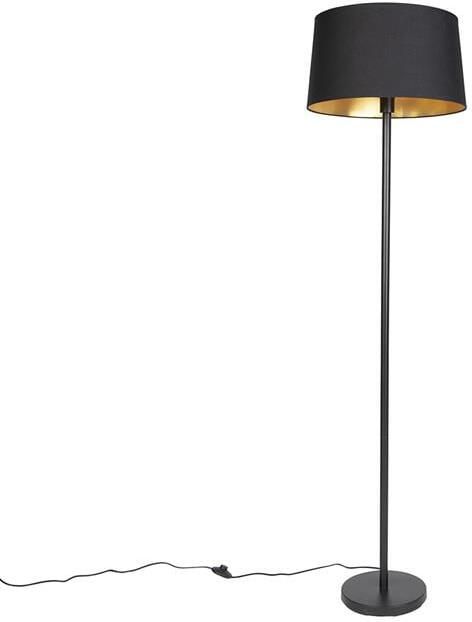 QAZQA Smart vloerlamp zwart met zwarte kap 45 cm incl. Wifi A60