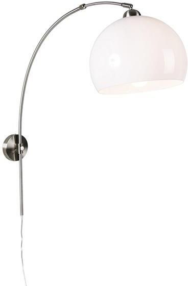 QAZQA Smart wandbooglamp staal met witte kap incl. Wifi A60 Bow