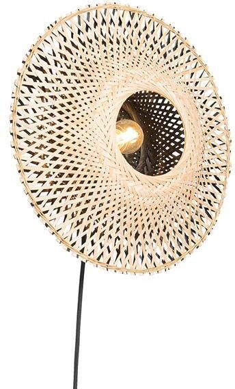 QAZQA Smart wandlamp bamboe 30 cm met stekker incl. Wifi P45 Rina