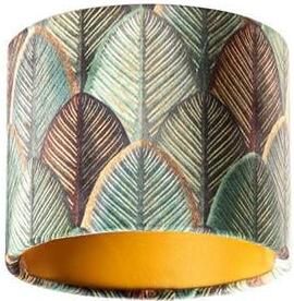 QAZQA Velours lampenkap blad dessin met gouden binnenkant 18|18|14