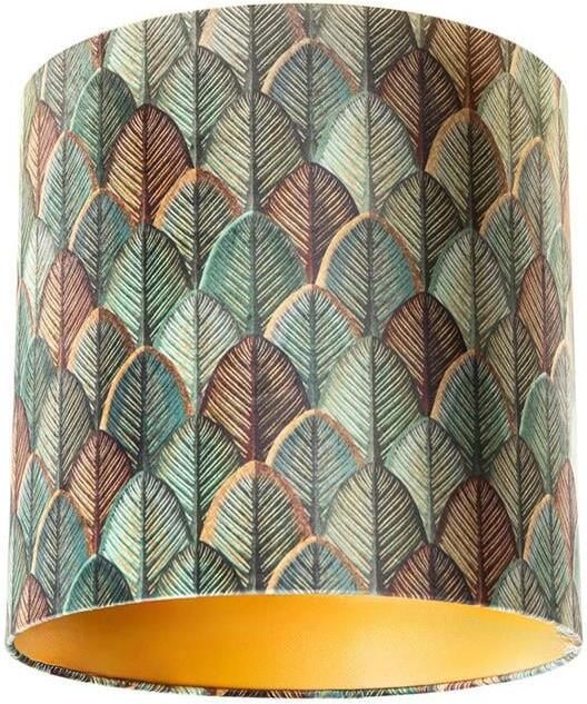 QAZQA Velours lampenkap blad dessin met gouden binnenkant 40|40|40