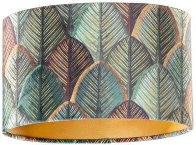 QAZQA Velours lampenkap blad dessin met gouden binnenkant ovaal