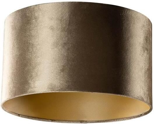 QAZQA Velours lampenkap brons met gouden binnenkant 35|35|20