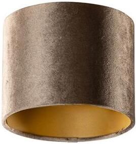 QAZQA Velours lampenkap bruin met gouden binnenkant 18|18|14