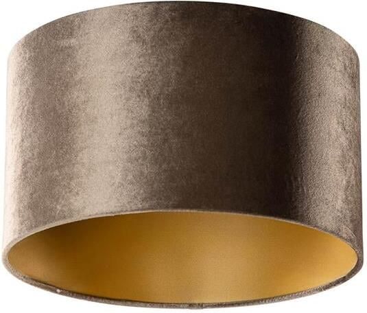 QAZQA Velours lampenkap bruin met gouden binnenkant 35|35|20