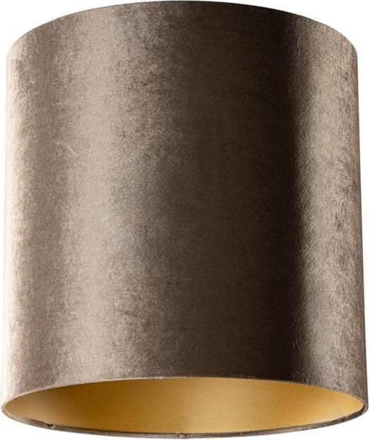 QAZQA Velours lampenkap bruin met gouden binnenkant 40|40|40