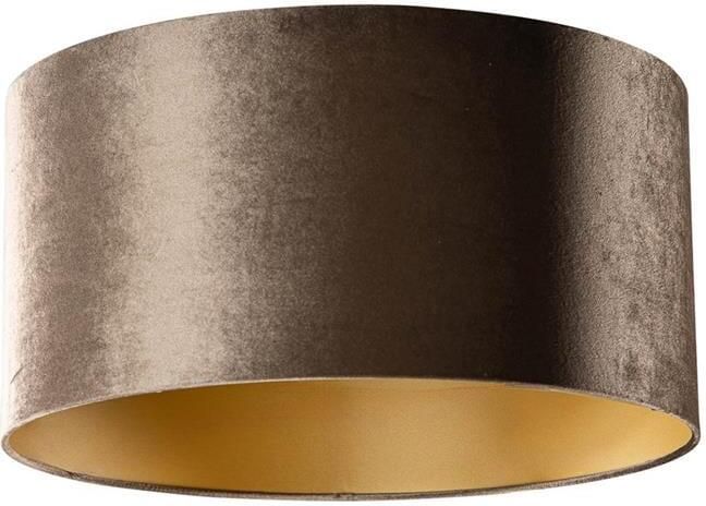 QAZQA Velours lampenkap bruin met gouden binnenkant 50|50|25