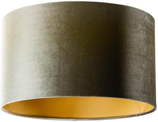 QAZQA Velours lampenkap groen met gouden binnenkant 35|35|20