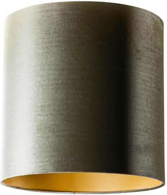 QAZQA Velours lampenkap groen met gouden binnenkant 40|40|40