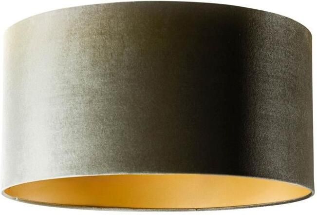 QAZQA Velours lampenkap groen met gouden binnenkant 50|50|25