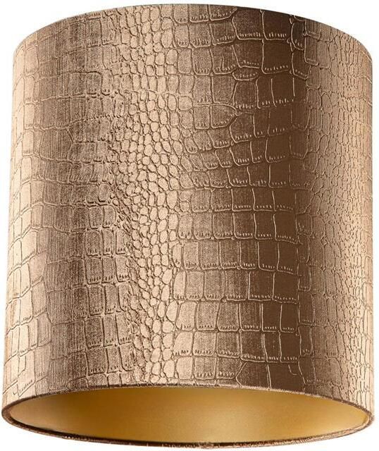 QAZQA Velours lampenkap krokodil dessin met gouden binnenkant