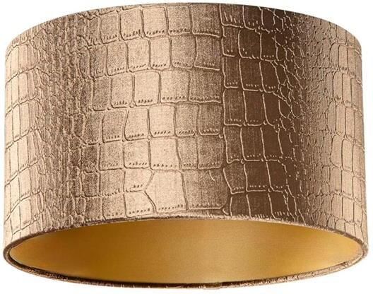 QAZQA Velours lampenkap krokodil dessin met gouden binnenkant