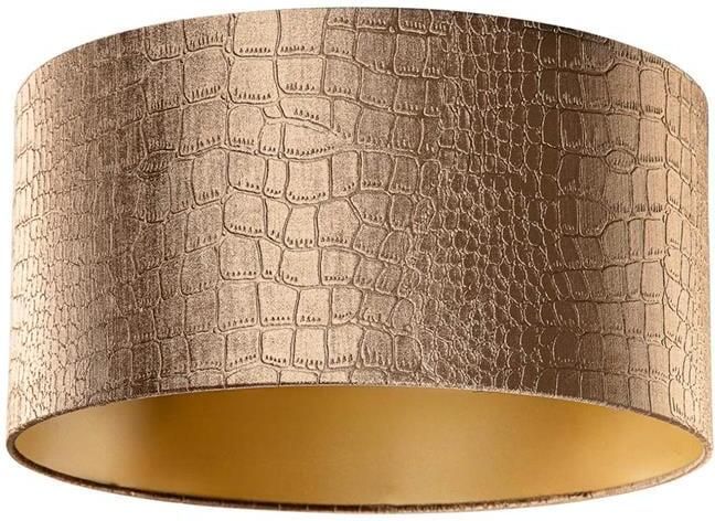 QAZQA Velours lampenkap krokodil dessin met gouden binnenkant
