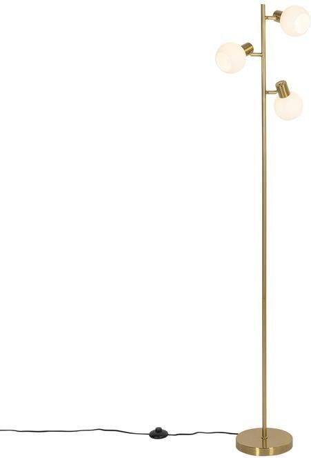 QAZQA Vloerlamp goud met opaal glas 3-lichts verstelbaar Anouk