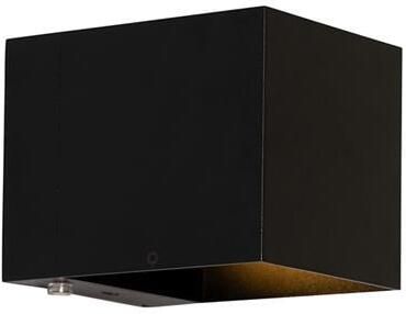 QAZQA Wandlamp zwart incl. LED en touch dimmer oplaadbaar Joris