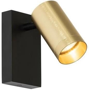 QAZQA Wandlamp zwart met goud verstelbaar met schakelaar Jeana Luxe