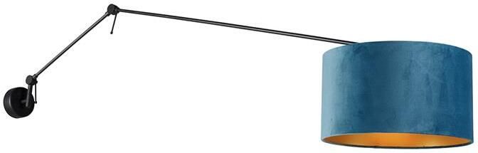 QAZQA Wandlamp zwart met velours kap blauw 35 cm verstelbaar Blitz