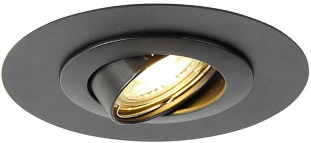 QAZQA Ronde inbouwspot zwart kantelbaar met opvulring Edu