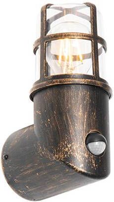 QAZQA Buiten wandlamp antiek goud IP54 met bewegingssensor Kiki - Foto 1