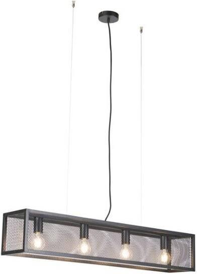 QAZQA Smart industriële hanglamp zwart incl. 4 WiFi A60 Cage Wire - Foto 1