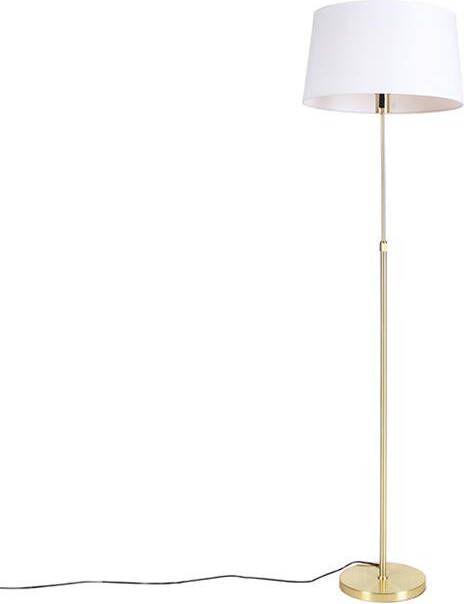 QAZQA Smart vloerlamp goud met linnen kap wit 45 cm incl. Wifi A60