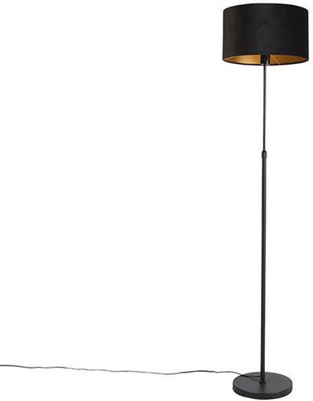 QAZQA Smart vloerlamp zwart met velours kap zwart 35 cm incl. Wifi - Foto 1