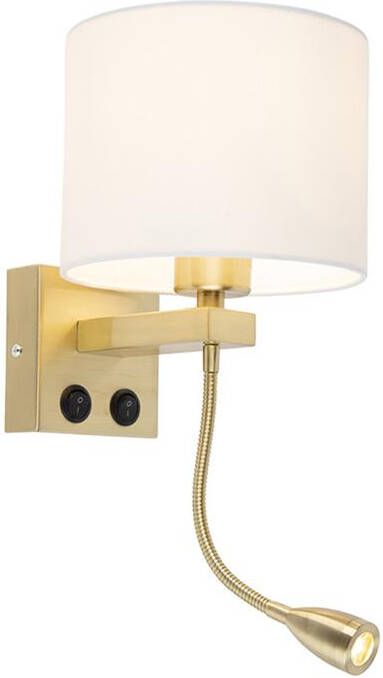 QAZQA Smart wandlamp goud met witte kap incl. Wifi A60 Brescia - Foto 1