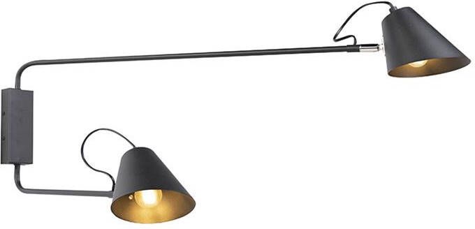 QAZQA Smart wandlamp zwart 2-lichts verstelbaar incl. Wifi A60 Lune - Foto 1