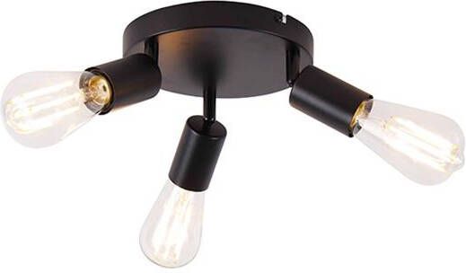 QAZQA Moderne plafondlamp zwart 3-lichts rond Facil